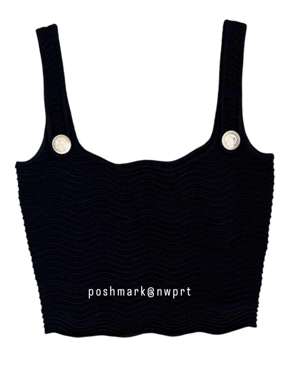 RETROFETE Aloe Knit Tank Top Crop Shirt Metallic Black XS - Picture 4 of 15